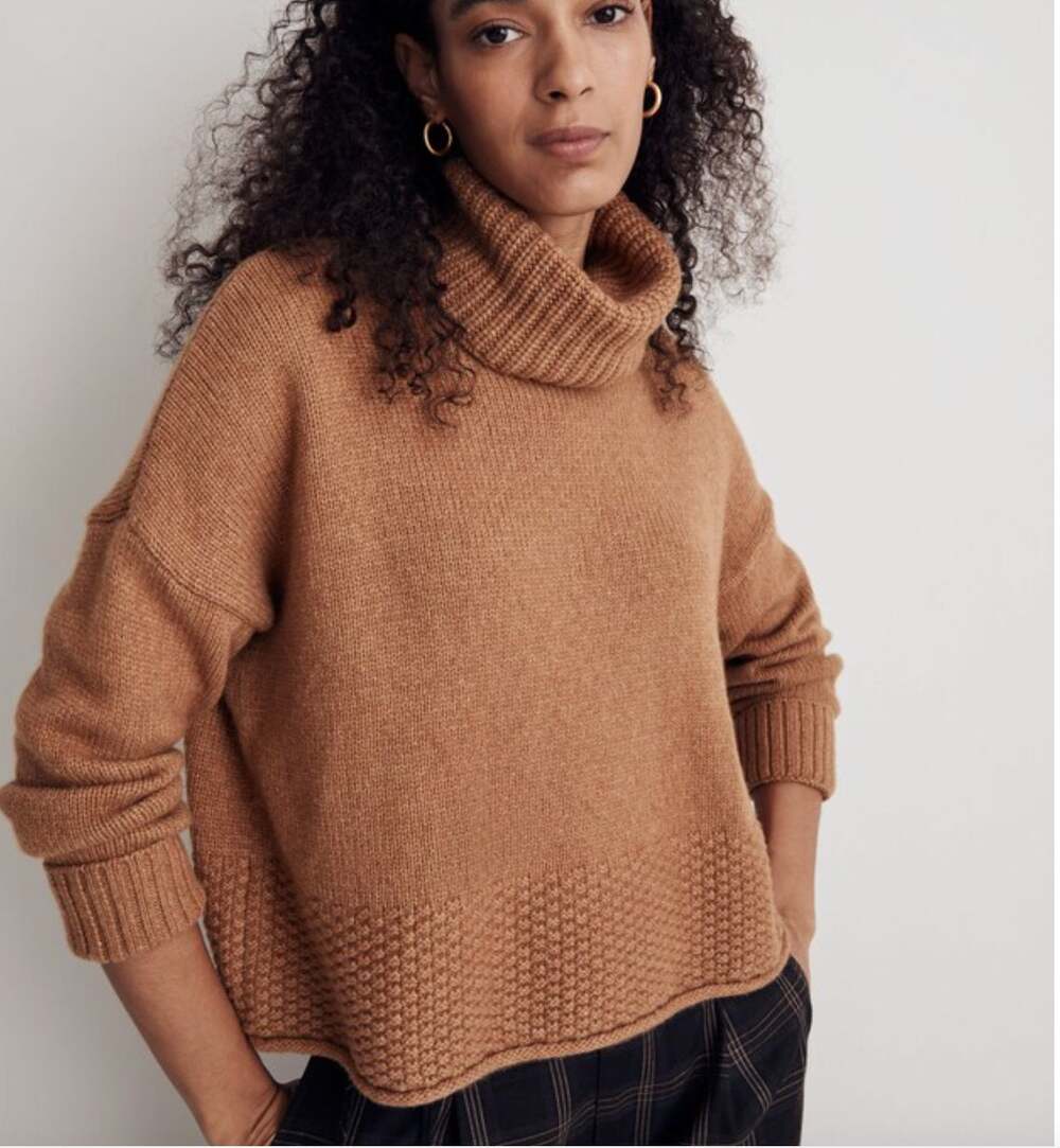 Madewell Women's Sadler Boxy Turtleneck Wool Blend Sweater Size Large